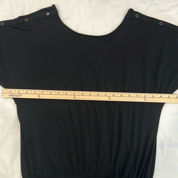 WHBM Black 3/4 Sleeve Embellished Soft Stretch Knit Reversible Pullover Top - M - Picture 10 of 12